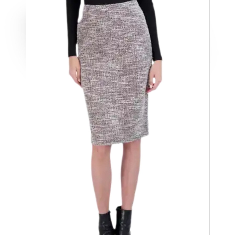 J. Crew gray white cotton tweed No.2 pencil straight career skirt 8P